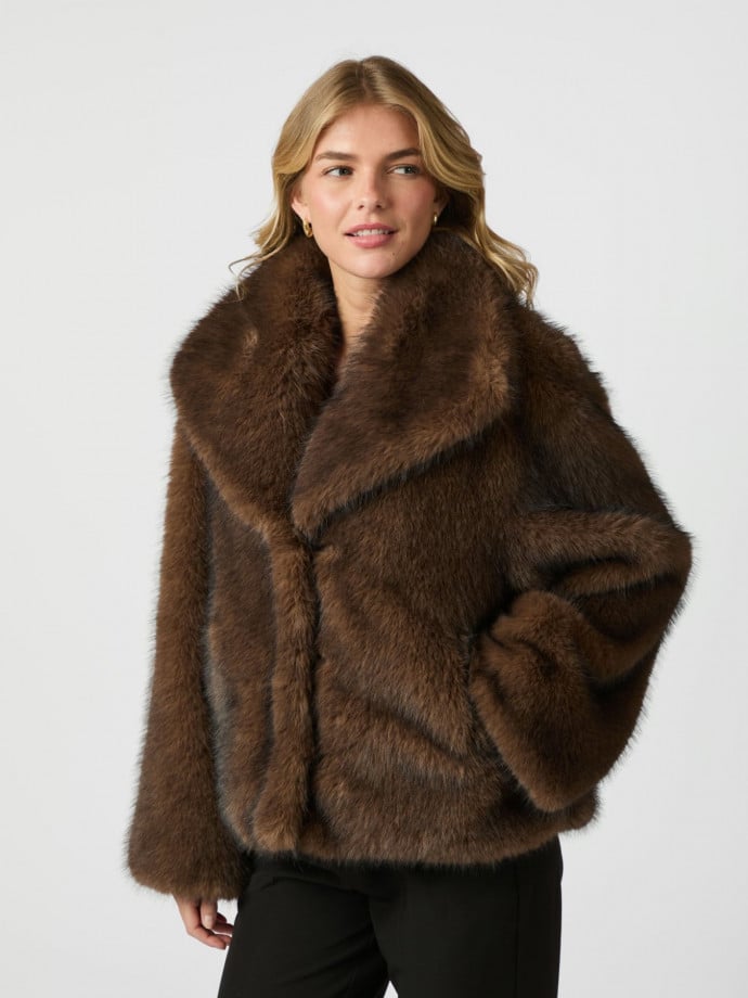 NEO NOIR JACKA STEPHANIE FAUX FUR BROWN