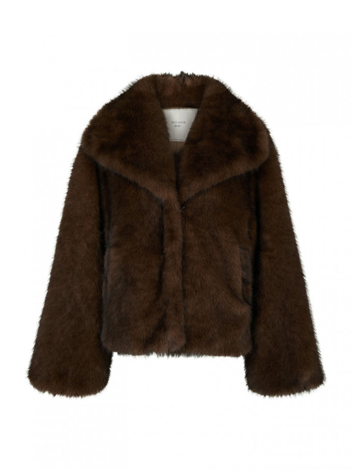 NEO NOIR JACKA STEPHANIE FAUX FUR BROWN