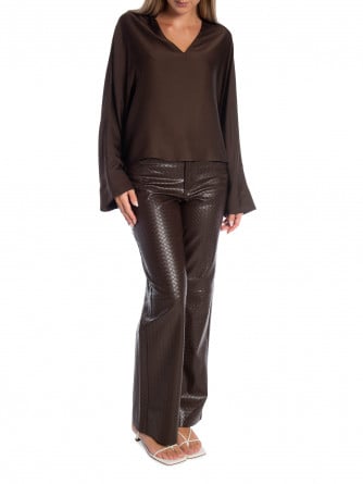 AHLVAR GALLERY BLUS NINA V-NECK DARK BROWN