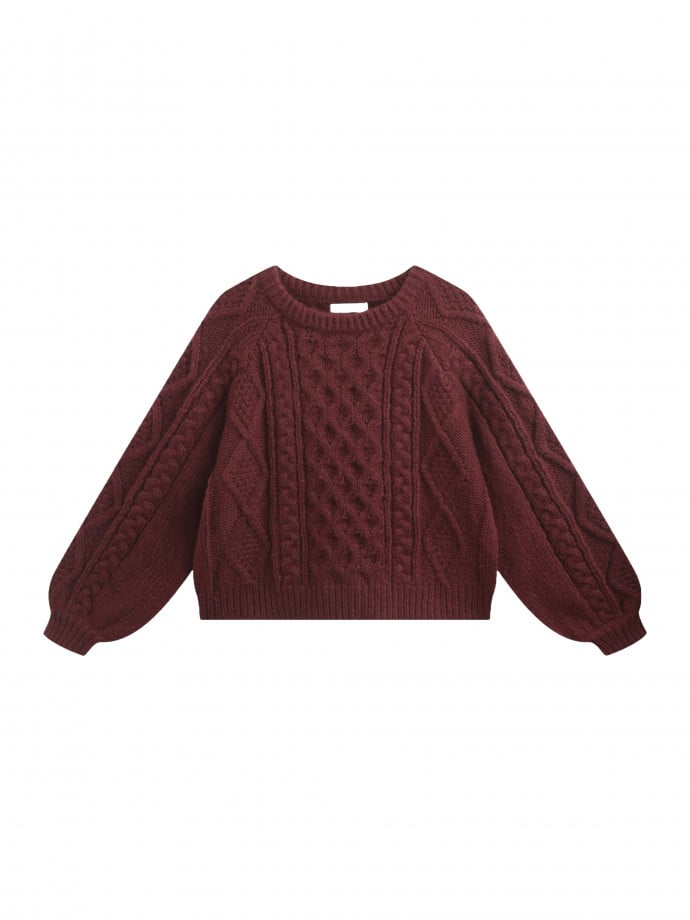 COPPEROSE TRÖJA HONEYCOMB KNIT BURGUNDY