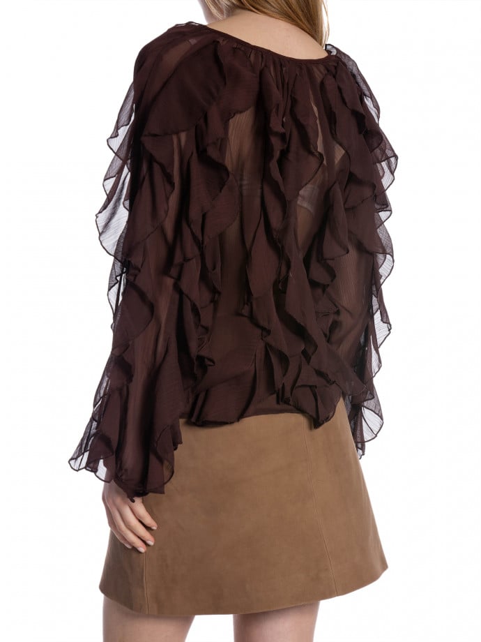 COPPEROSE BLUS ELEGANT RUFFLE BROWN