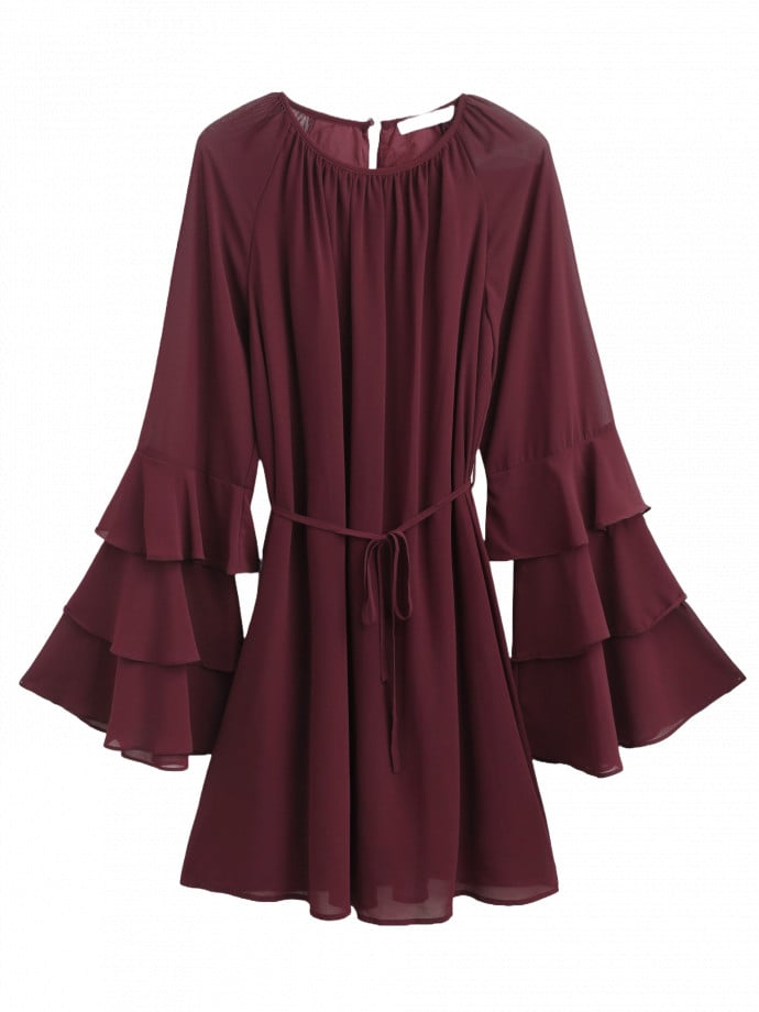 COPPEROSE KLÄNNING RUFFLE BURGUNDY