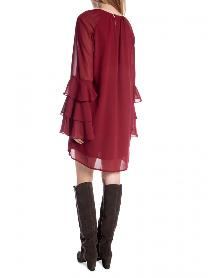 COPPEROSE KLÄNNING RUFFLE BURGUNDY