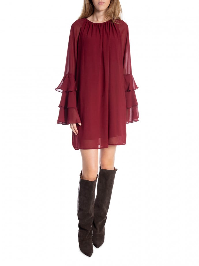 COPPEROSE KLÄNNING RUFFLE BURGUNDY