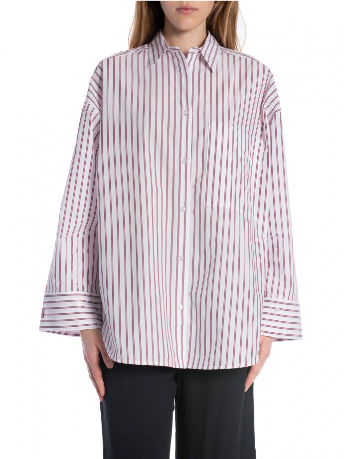 BY MALENE BIRGER SKJORTA DERRIS CABERNET STRIPE