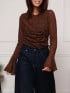 TOPP RUCHED LACE DARK BROWN
