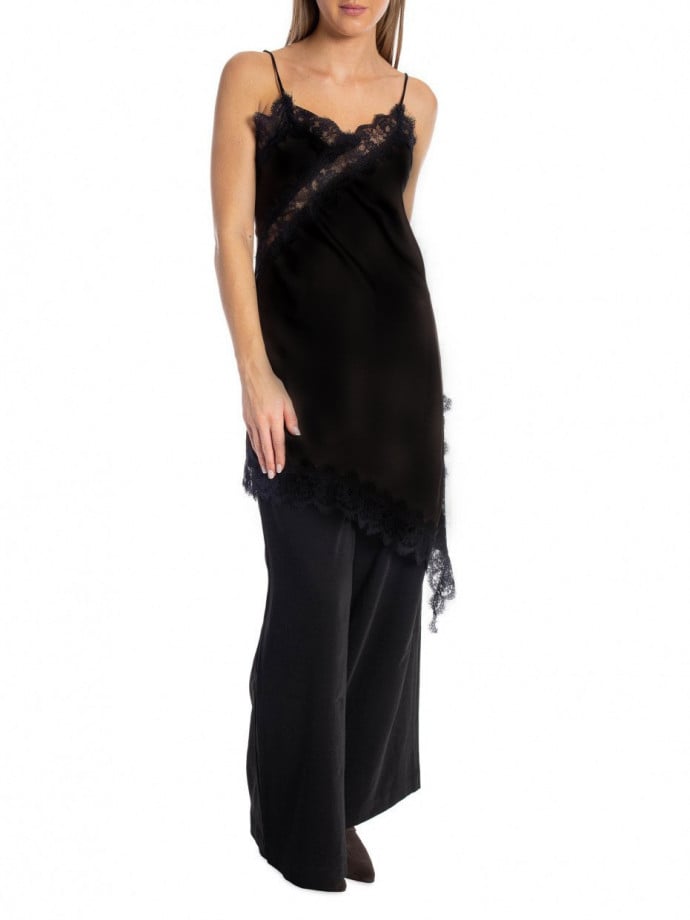 COPPEROSE KLÄNNING LACE SATIN SLIP BLACK