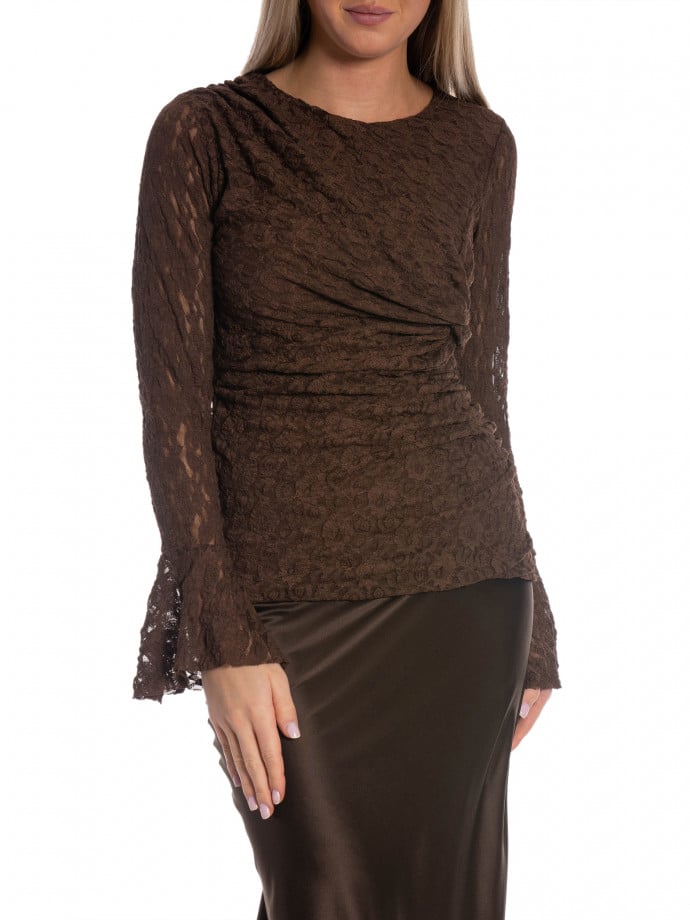 TOPP RUCHED LACE DARK BROWN