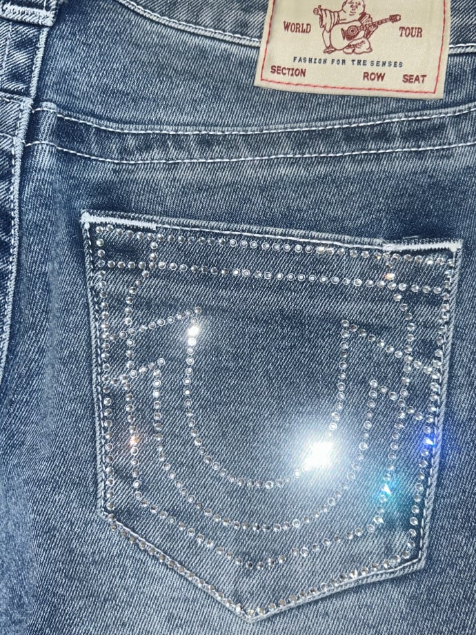 TRUE RELIGION JEANS CRYSTAL BECCA SUGAR SWIRL MEDIUM WASH