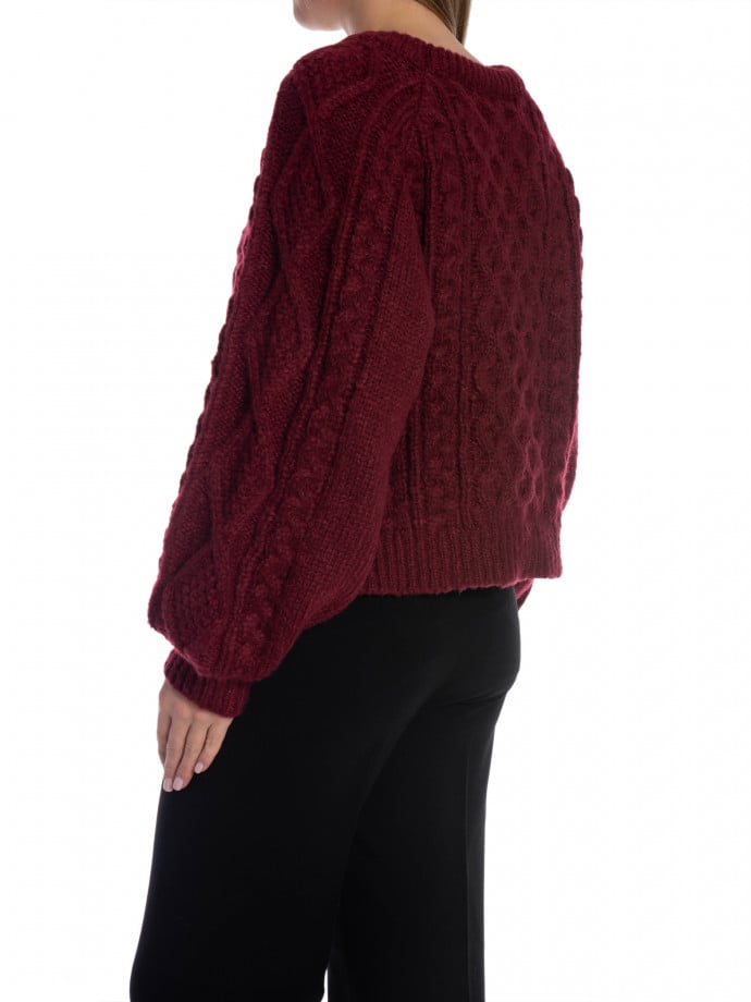 COPPEROSE TRÖJA HONEYCOMB KNIT BURGUNDY