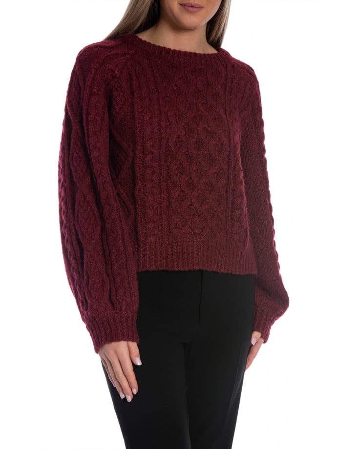 COPPEROSE TRÖJA HONEYCOMB KNIT BURGUNDY