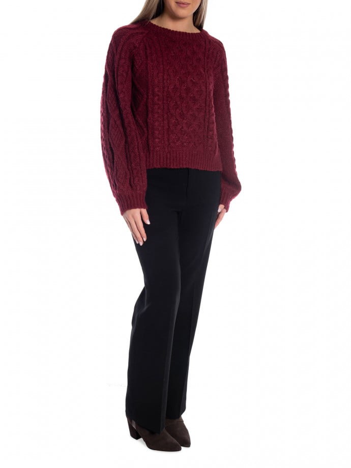 COPPEROSE TRÖJA HONEYCOMB KNIT BURGUNDY
