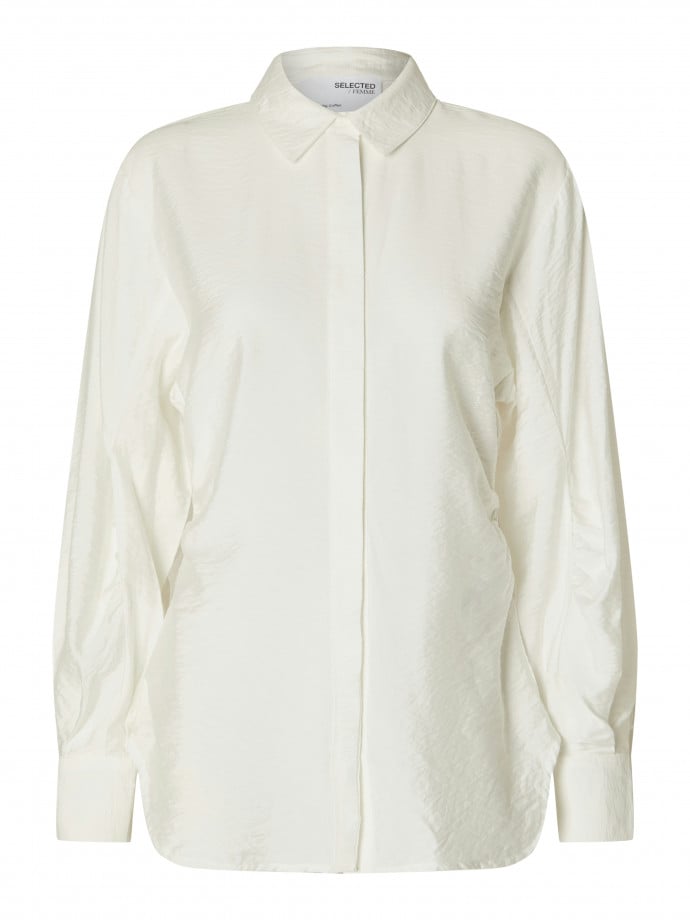 SELECTED FEMME SKJORTA VEGA LS GATHERED SNOW WHITE