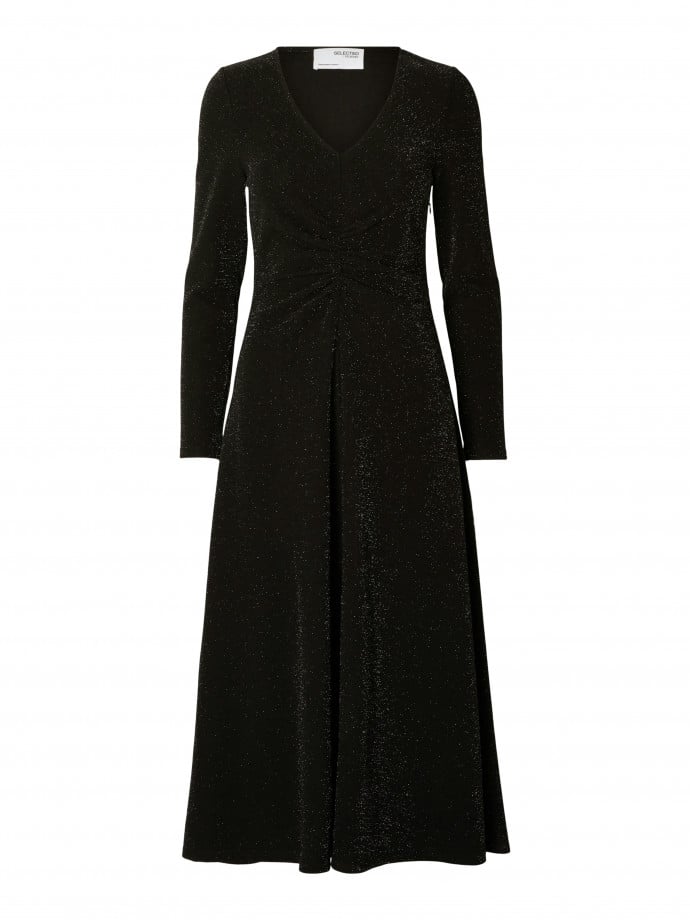 SELECTED FEMME KLÄNNING FRUE LS MIDI GLITTER BLACK