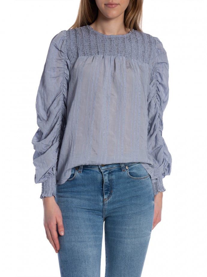 CO'COUTURE BLUS KESI DRAPE SLEEVE PALE BLUE