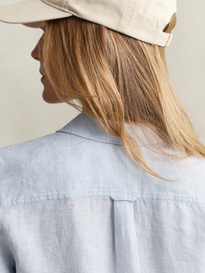 GANT SKJORTA REG LINEN LIGHT BLUE