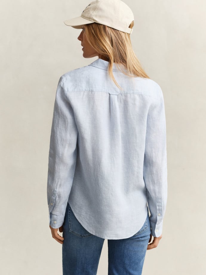 GANT SKJORTA REG LINEN LIGHT BLUE