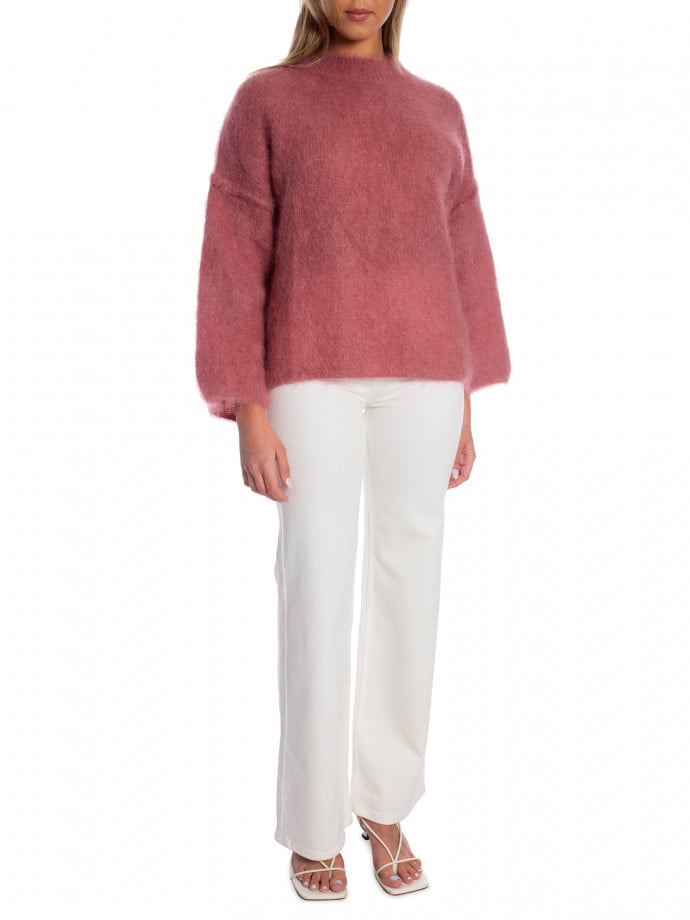 TRÖJA MOHAIR MANCHE 3/4 ROSA