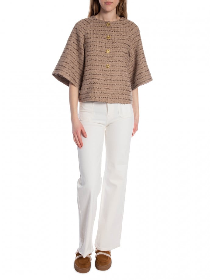 NEO NOIR JACKA ROSELLA BOUCLE MINI TAUPE