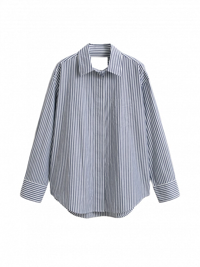 GANT SKJORTA REL STRIPE POPLIN LS RICH NAVY