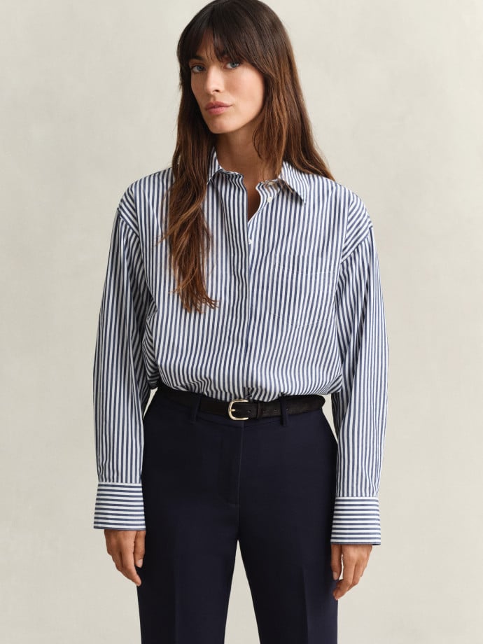 GANT SKJORTA REL STRIPE POPLIN LS RICH NAVY