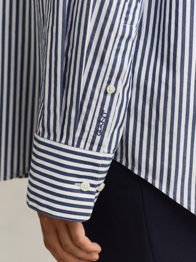 GANT SKJORTA REL STRIPE POPLIN LS RICH NAVY