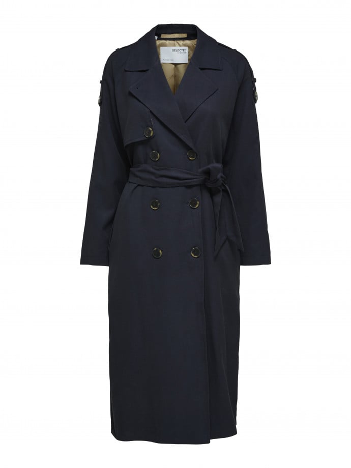 SELECTED FEMME KAPPA NEW BREN LS TRENCH COAT B COLL DARK NAVY