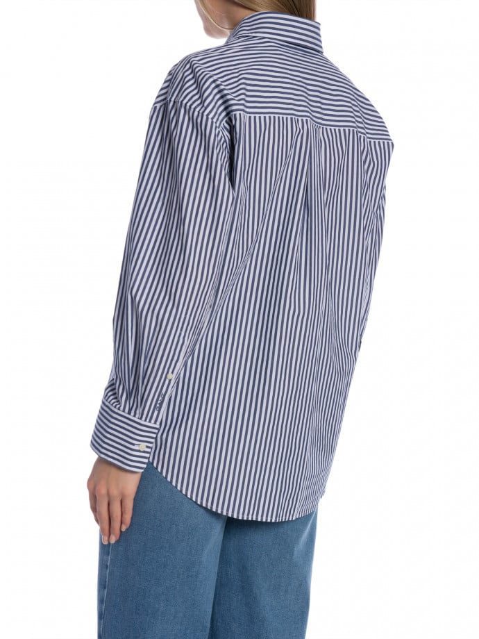 GANT SKJORTA REL STRIPE POPLIN LS RICH NAVY