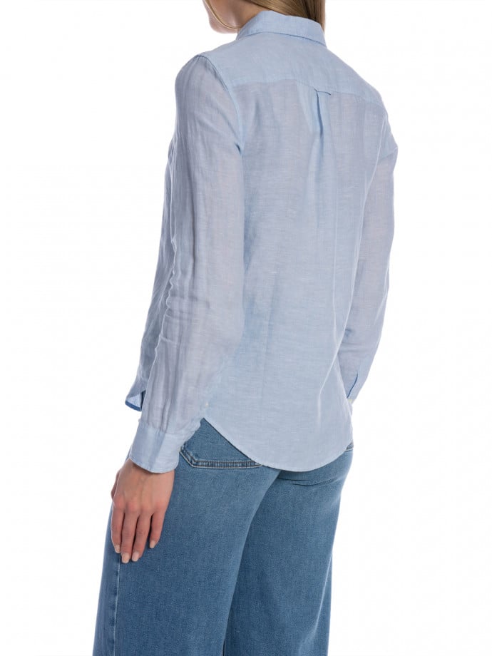 GANT SKJORTA REG LINEN LIGHT BLUE