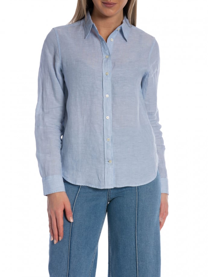 GANT SKJORTA REG LINEN LIGHT BLUE