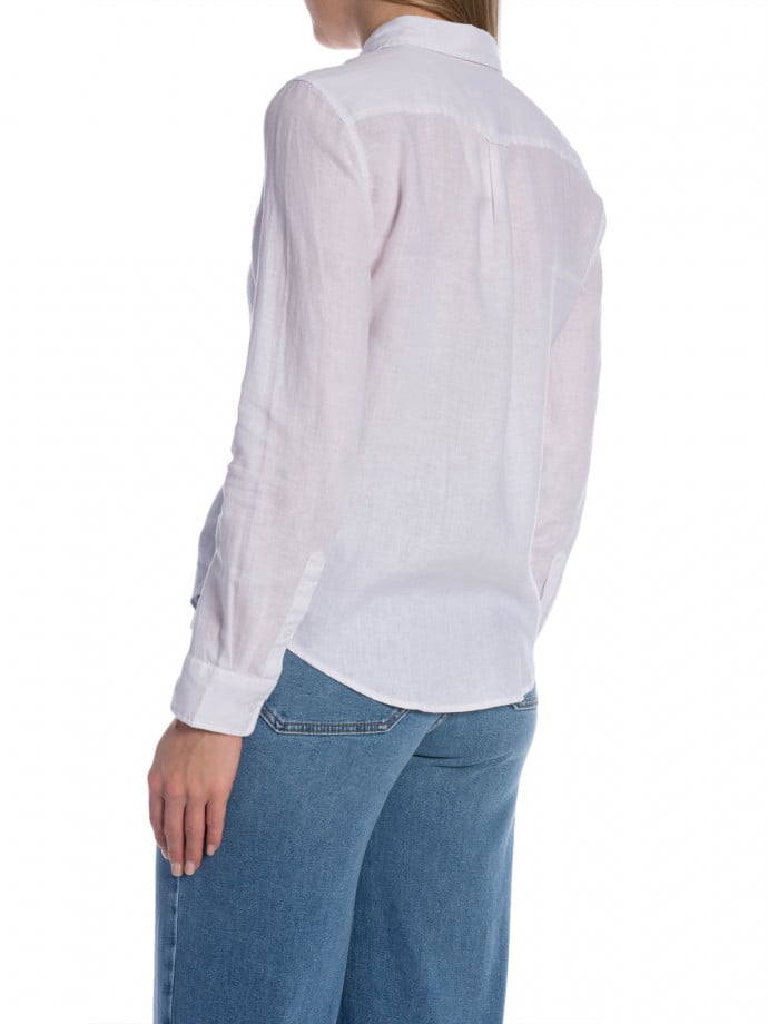 GANT SKJORTA REG LINEN WHITE