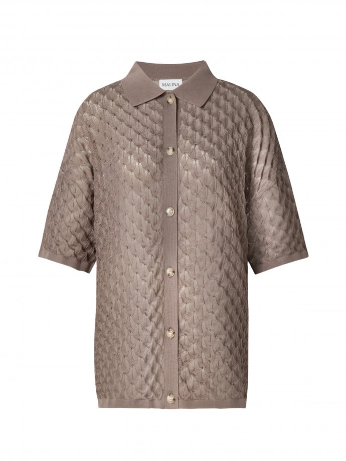 MALINA SKJORTA MOA OVERSIZED KNITTED TAUPE