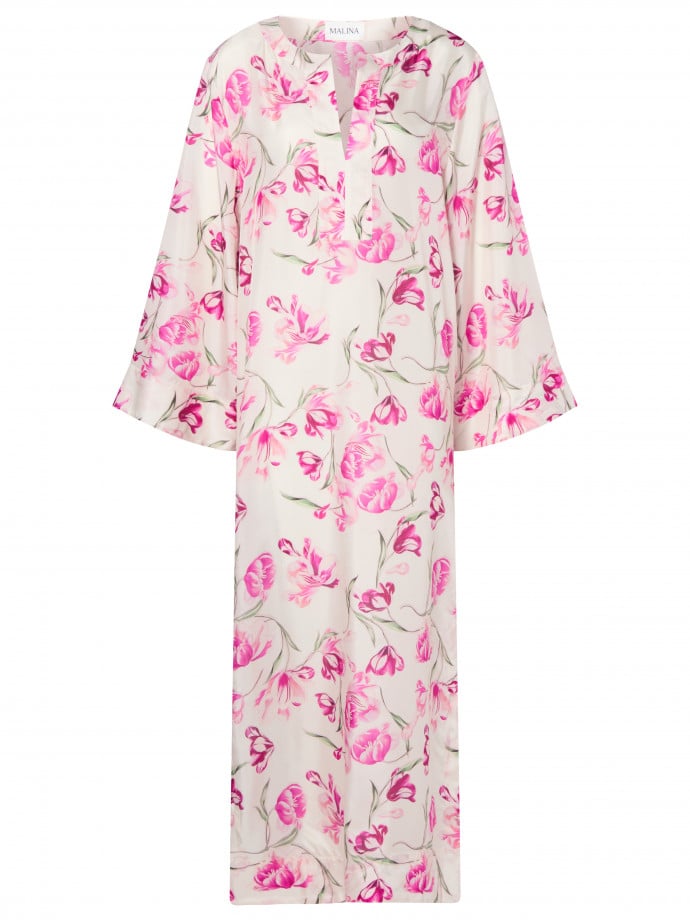 MALINA KLÄNNING BRENDA SILK MAXI KAFTAN TULIP PINK 