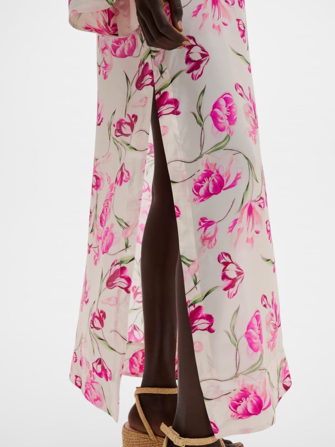 MALINA KLÄNNING BRENDA SILK MAXI KAFTAN TULIP PINK 