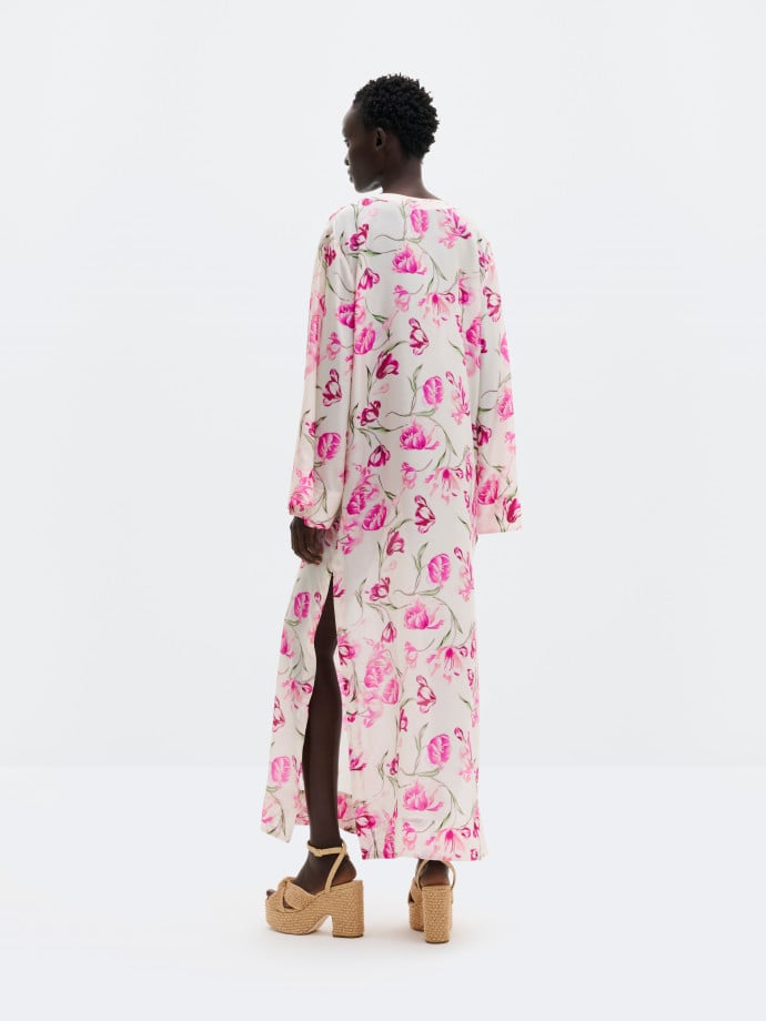 MALINA KLÄNNING BRENDA SILK MAXI KAFTAN TULIP PINK 