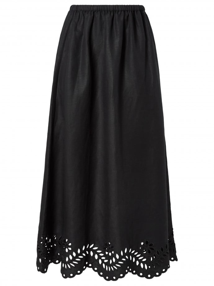 MALINA KJOL CHARA BRODERI ANGLAIS MAXI BLACK