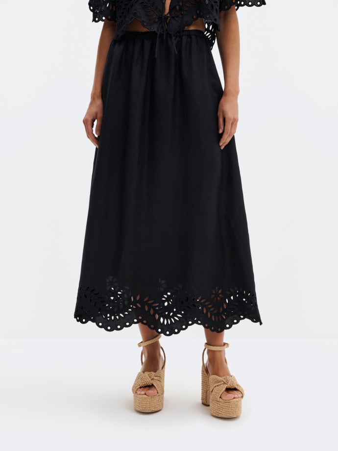 MALINA KJOL CHARA BRODERI ANGLAIS MAXI BLACK
