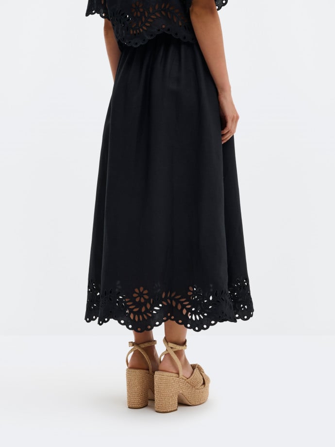 MALINA KJOL CHARA BRODERI ANGLAIS MAXI BLACK