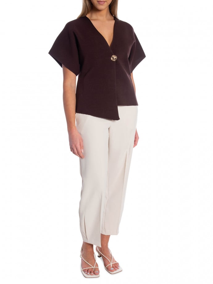 COPPEROSE TOPP STRUCTURED SHORT SLEEVE BROWN