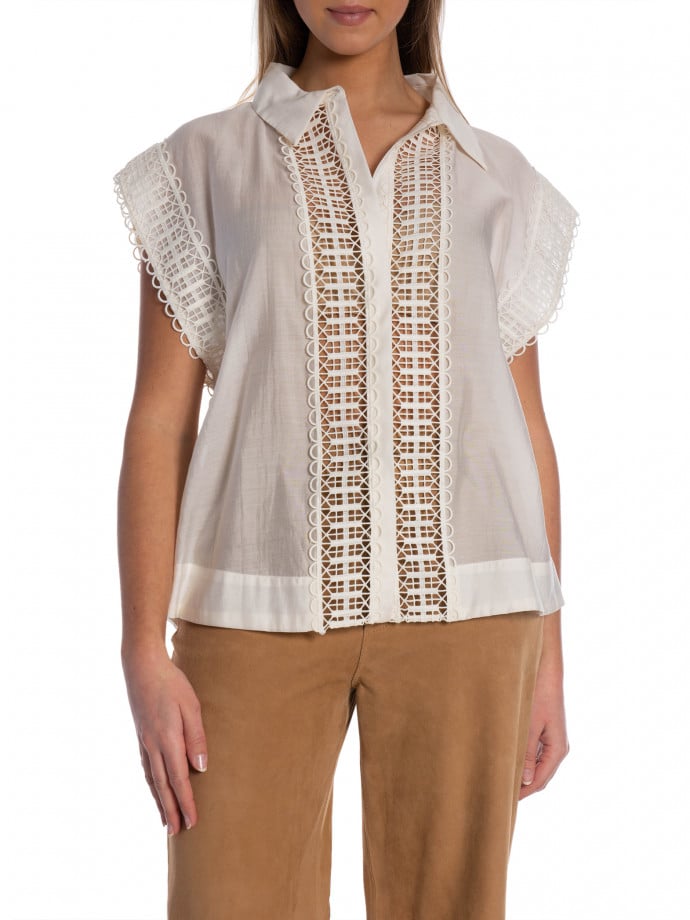 COPENHAGEN MUSE TOPP MOLLY LACE JET STREAM