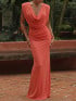 COPPEROSE KLÄNNING SCULPTURAL DRAPED MAXI CORAL