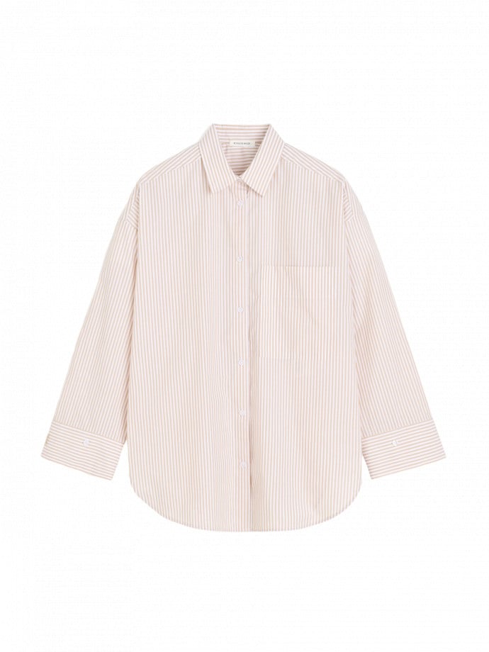 BY MALENE BIRGER SKJORTA DERRIS DARK SAND STRIPE 