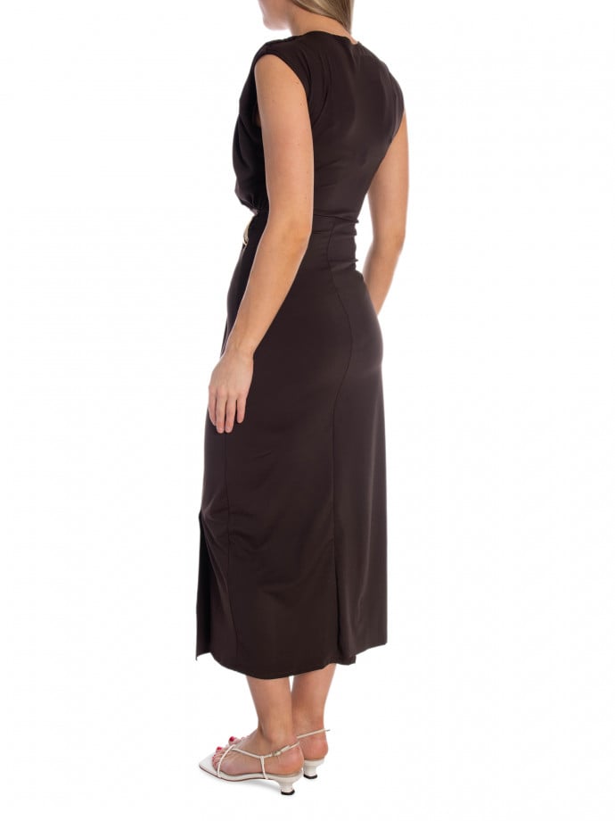 COPPEROSE KLÄNNING ELEGANCE WITH GOLD TONE BUCKLE BROWN