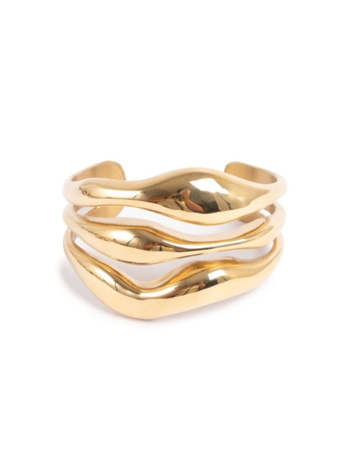 A&C OSLO ARMBAND CUFF BIG WAVES STEEL 14K GOLD