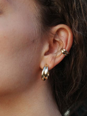 A&C OSLO ÖRHÄNGE DOUBLE CREOL 19 MM LIQUID GOLD PLATED