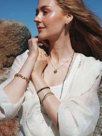 A&C OSLO HALSBAND W/AFRIAN TURQUISE GOLD