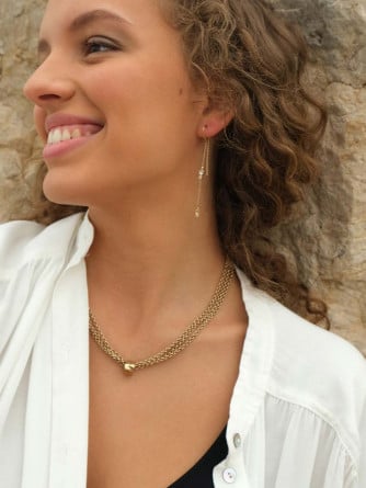 A&C OSLO HALSBAND 3ROWS W/SCUPTURED GOLD