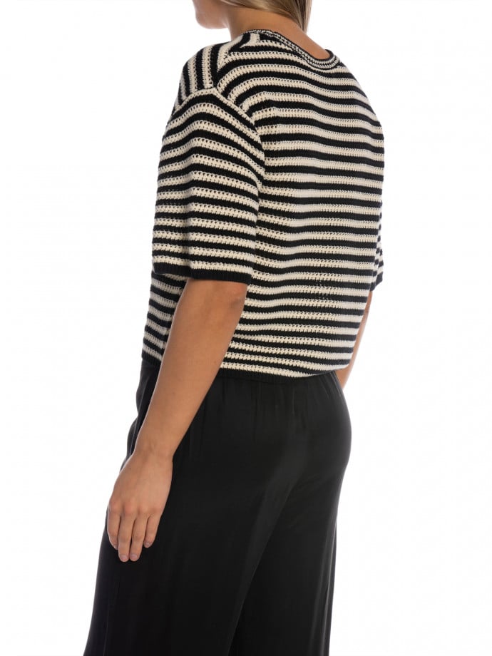 ANINE BING TOPP THEO BLACK AND IVORY STRIPE