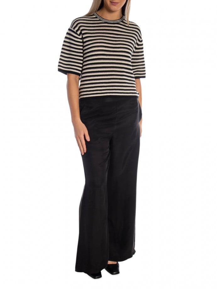 ANINE BING TOPP THEO BLACK AND IVORY STRIPE
