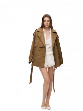 JACKA CLASSIC DOUBLE TRENCH OVERSIZED LIGHT BROWN